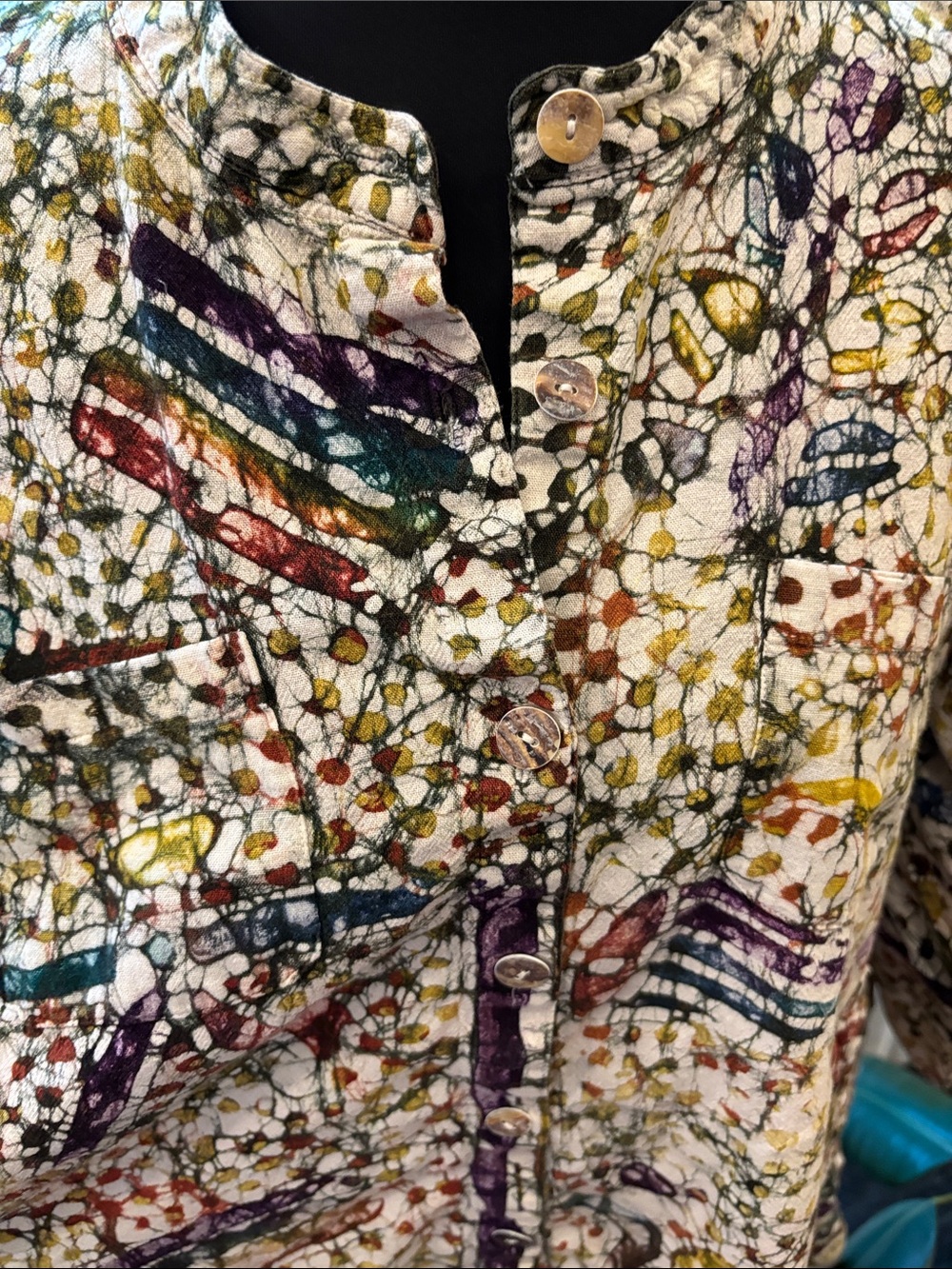 Old Style African Batik Longline Tunic - Relaxed Split Neck - Picture 6 of 11